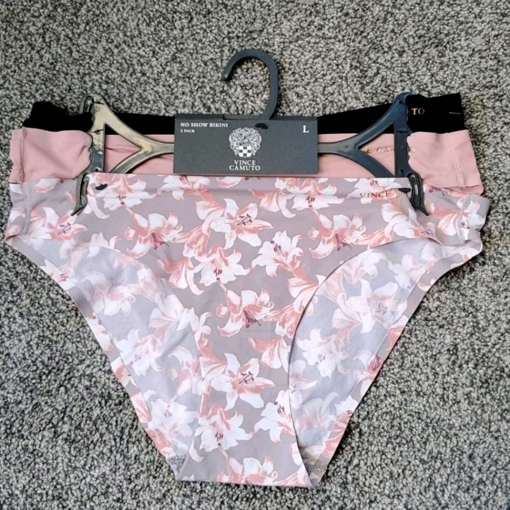 Vince Camuto Bikini Underwear Women's No Show 3pack Black Pink Floral